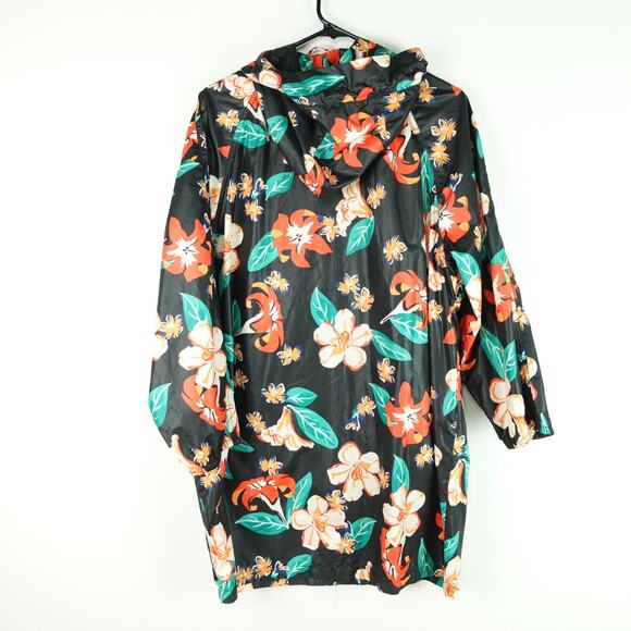 Zara Rain Jacket Womens SZ S Hooded Floral Tropical Lightweight Baggy Relaxed - Picture 10 of 11